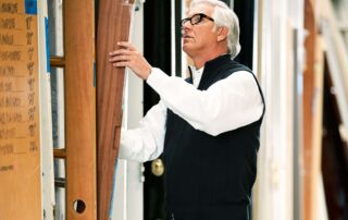 man shopping for doors