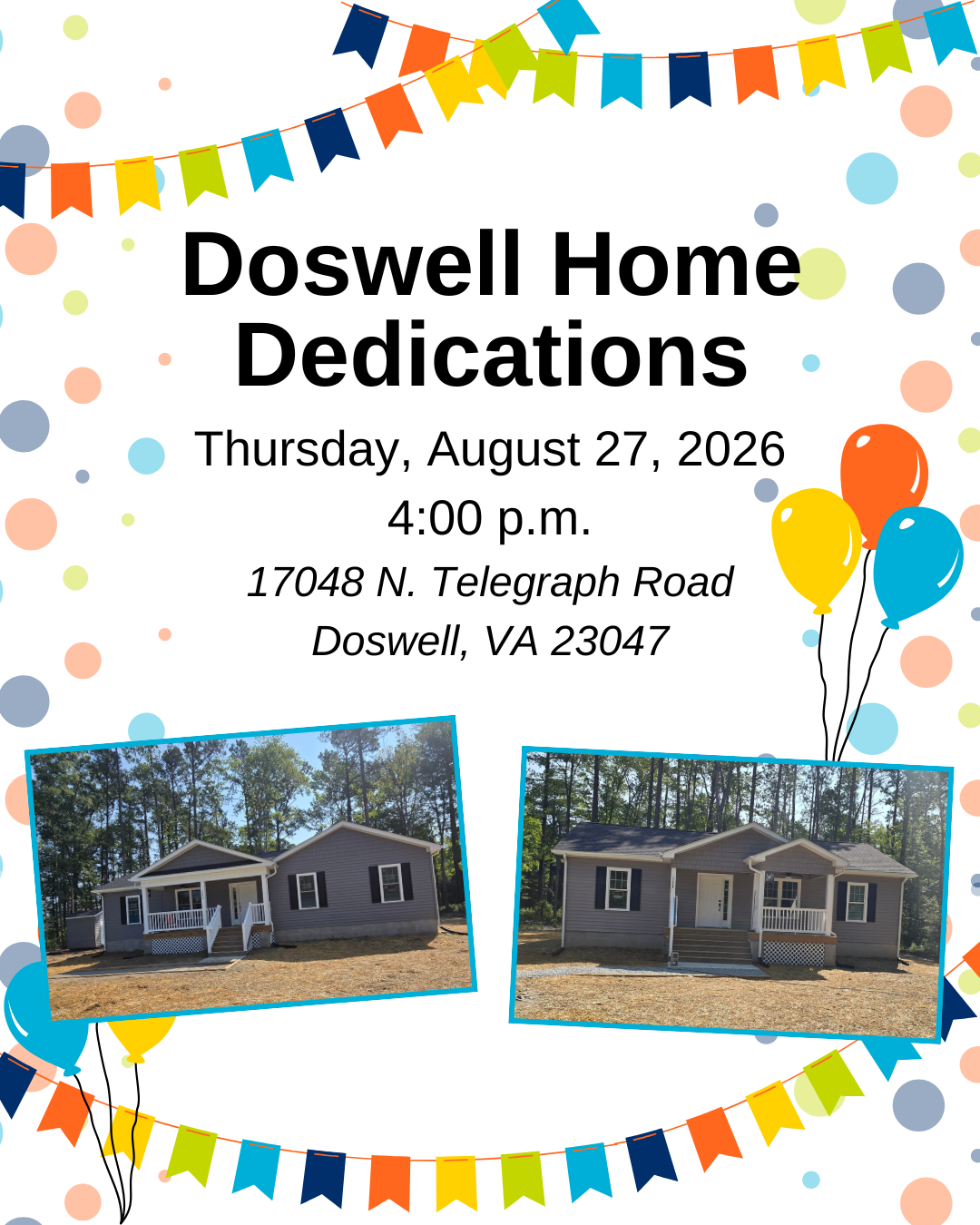 Doswell Home Dedication Announcement